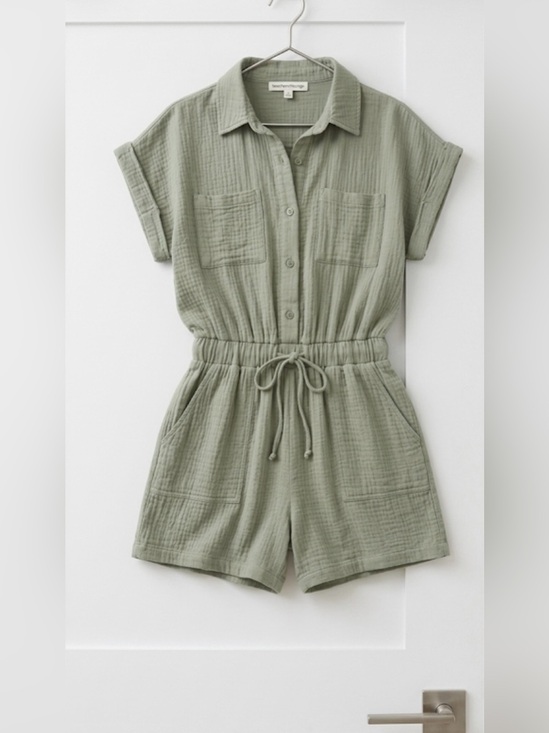 beachlunchlounge Pants - Beachlunchlounge Cotton Gauze Button-Down Romper